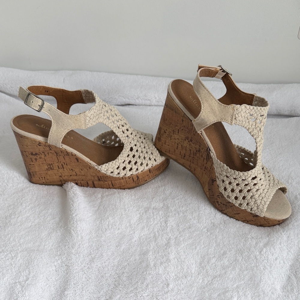 Altar’d State Sonner Natural Linen Wedge Sandals | Size 9 | NWOT - Picture 6 of 12